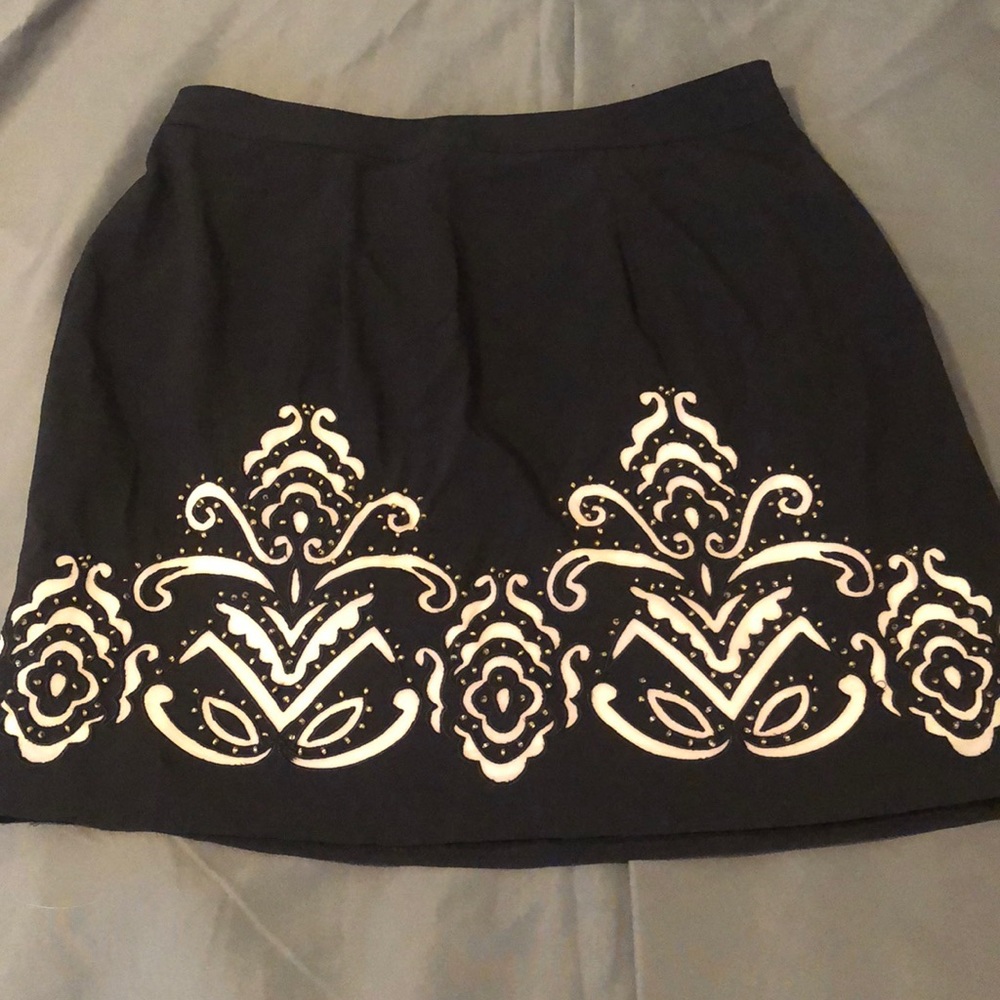 Black Beaded Pencil Skirt